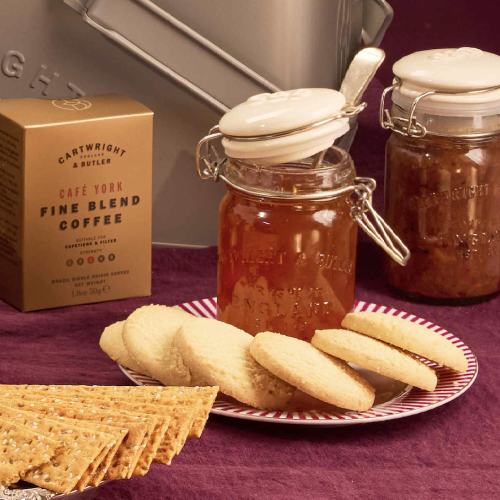 Cartwright & Butler Caramelised Onion Chutney, Fine Cut English Breakfast Marmalade & Café York Fine Blend Coffee in Carton